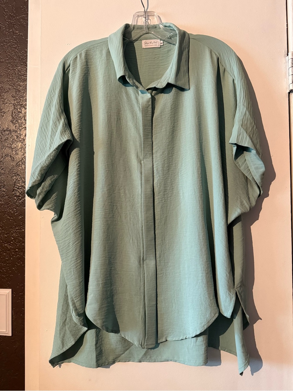 Light Sage Button-Down Oversized Shirt - Soft & Airy